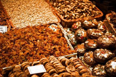 Various vegetables for sale at market stall