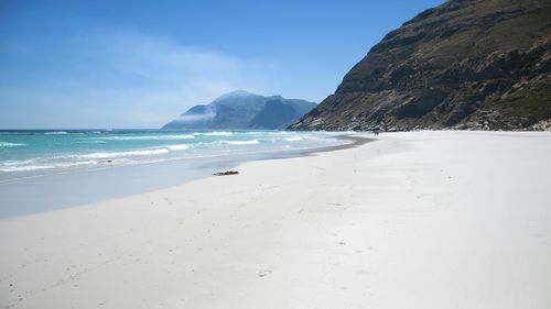 Scenic view of beach against clear sky