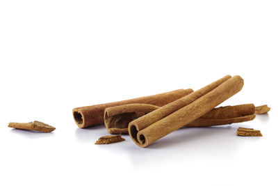 Close-up of bread against white background