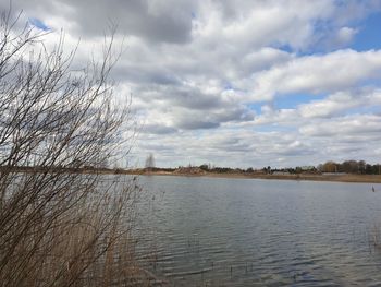 Scenic view of lake against sky