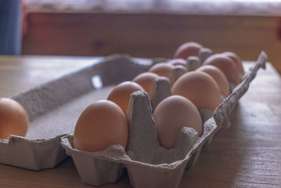 Close-up of eggs on table