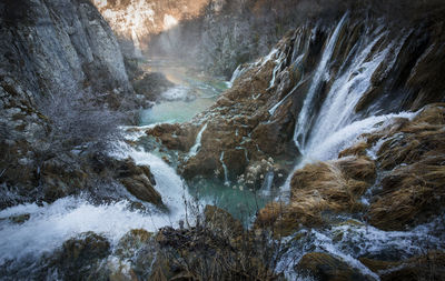 Scenic view of waterfall