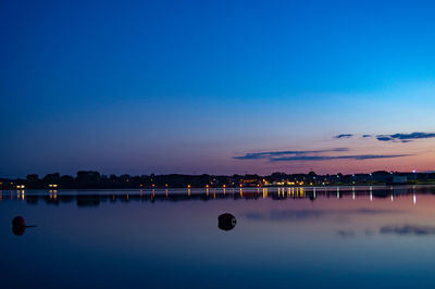 Scenic view of lake against sky at sunset