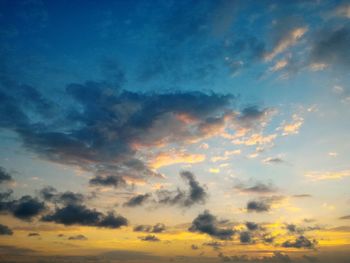 Low angle view of sky at sunset