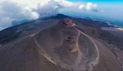 Barbagallo craters on  etna volcano in sicily ,italy seen from above