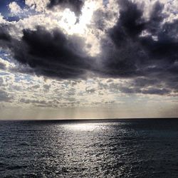 Scenic view of sea against cloudy sky