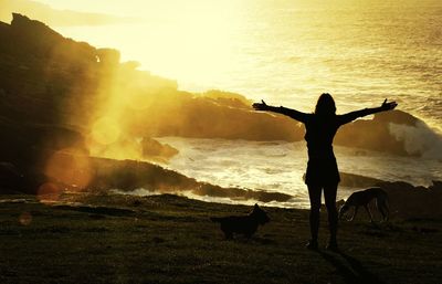 Scenic view of sea at sunset