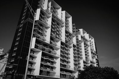 Low angle view of modern building against sky