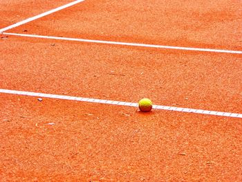 High angle view of green ball on field