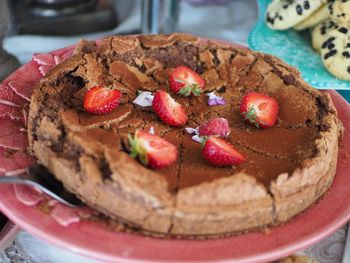 High angle view of cake on table