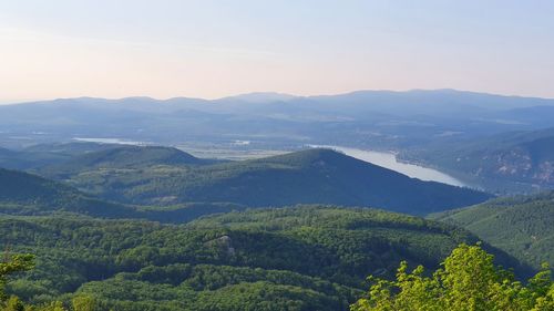 High angle view of mountains against sky