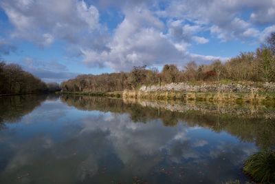 Panoramic view of lake against sky