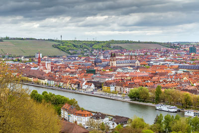 View of historical center of wurzburg from pilgrimage church kappele, germany