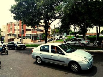 Cars on street in city