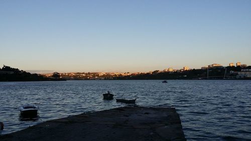 Scenic view of lake against clear sky