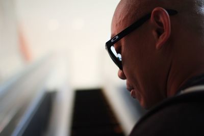 Close-up side view of man