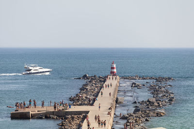 Scenic view of sea against clear sky