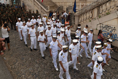 Group of military personnel from the armed forces parade in the civic parade of independence bahia
