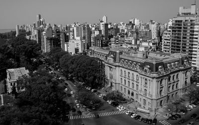 High angle view of street amidst buildings in city