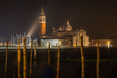 View of illuminated cathedral at night