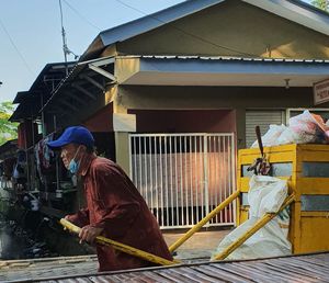 Man working on building