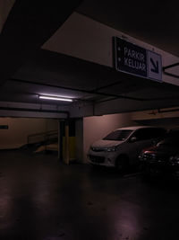 Parking lot in city at night