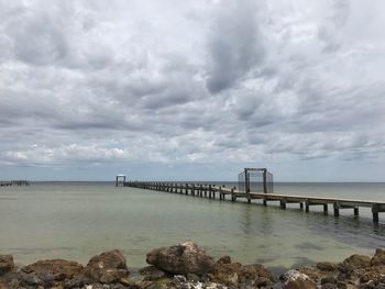 Bridge over sea against sky