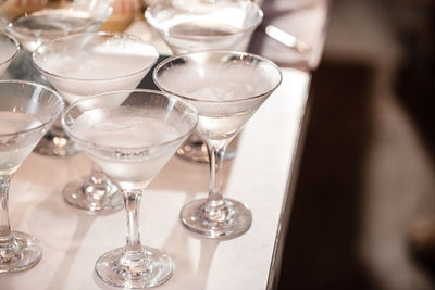 Close-up of wineglass on table