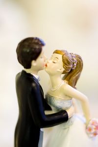 Close-up of bride and groom figurines