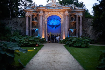 View of historical building in garden