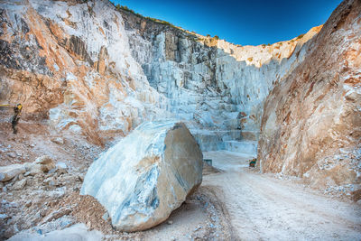Open cast mining pit for italian carrara marble showing the rock face