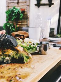 Close-up of food on table