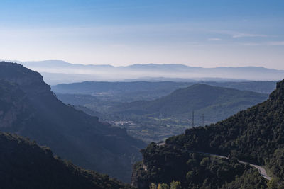 High angle view of mountain range against sky