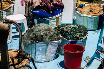 High angle view of food for sale at market stall