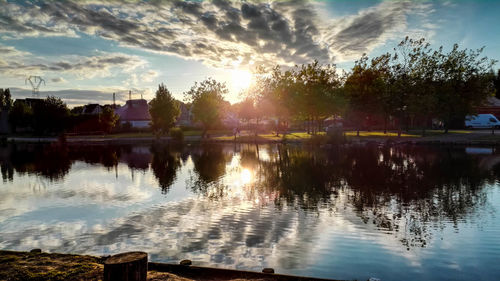 View of lake at sunset