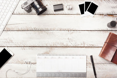 High angle view of pen on table