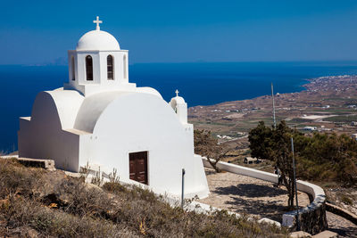 Church of saint mark located next to the hiking path between fira and oia in santorini island