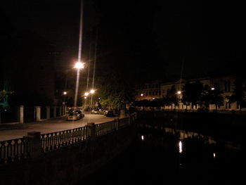 Reflection of illuminated buildings at night