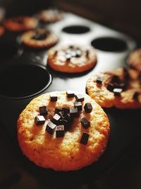 High angle view of cookies on table