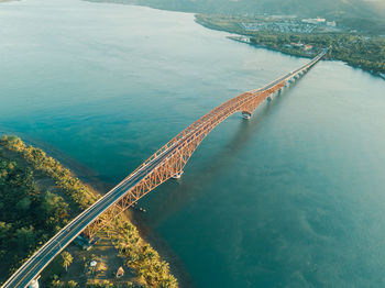 High angle view of bridge over sea