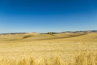 Scenic view of landscape against clear blue sky