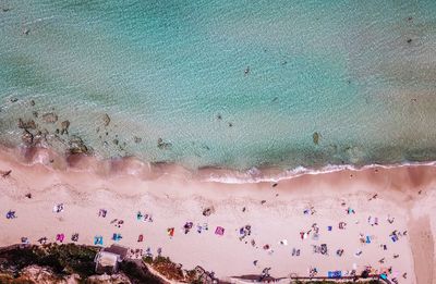 High angle view of people on beach