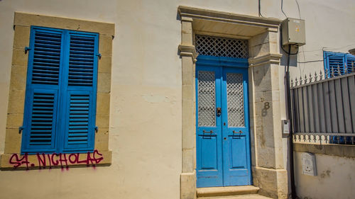 Closed door of building