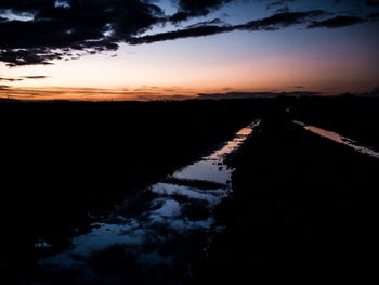 Scenic view of silhouette landscape against sky during sunset