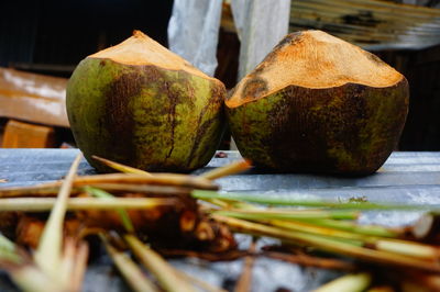 Close-up of fruits on table