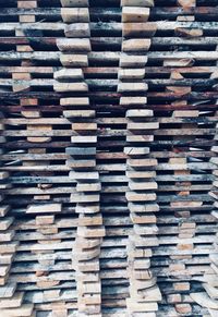 Full frame shot of stacked wood