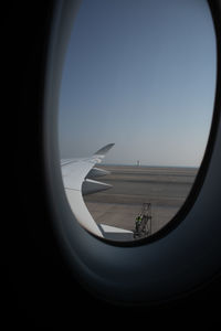 View of sky seen through airplane window