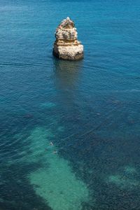 High angle view of rocks in sea