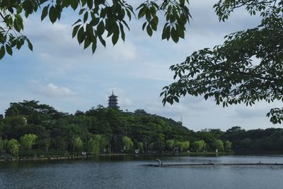 Scenic view of lake against sky