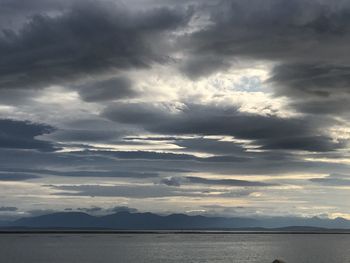 Scenic view of sea against dramatic sky